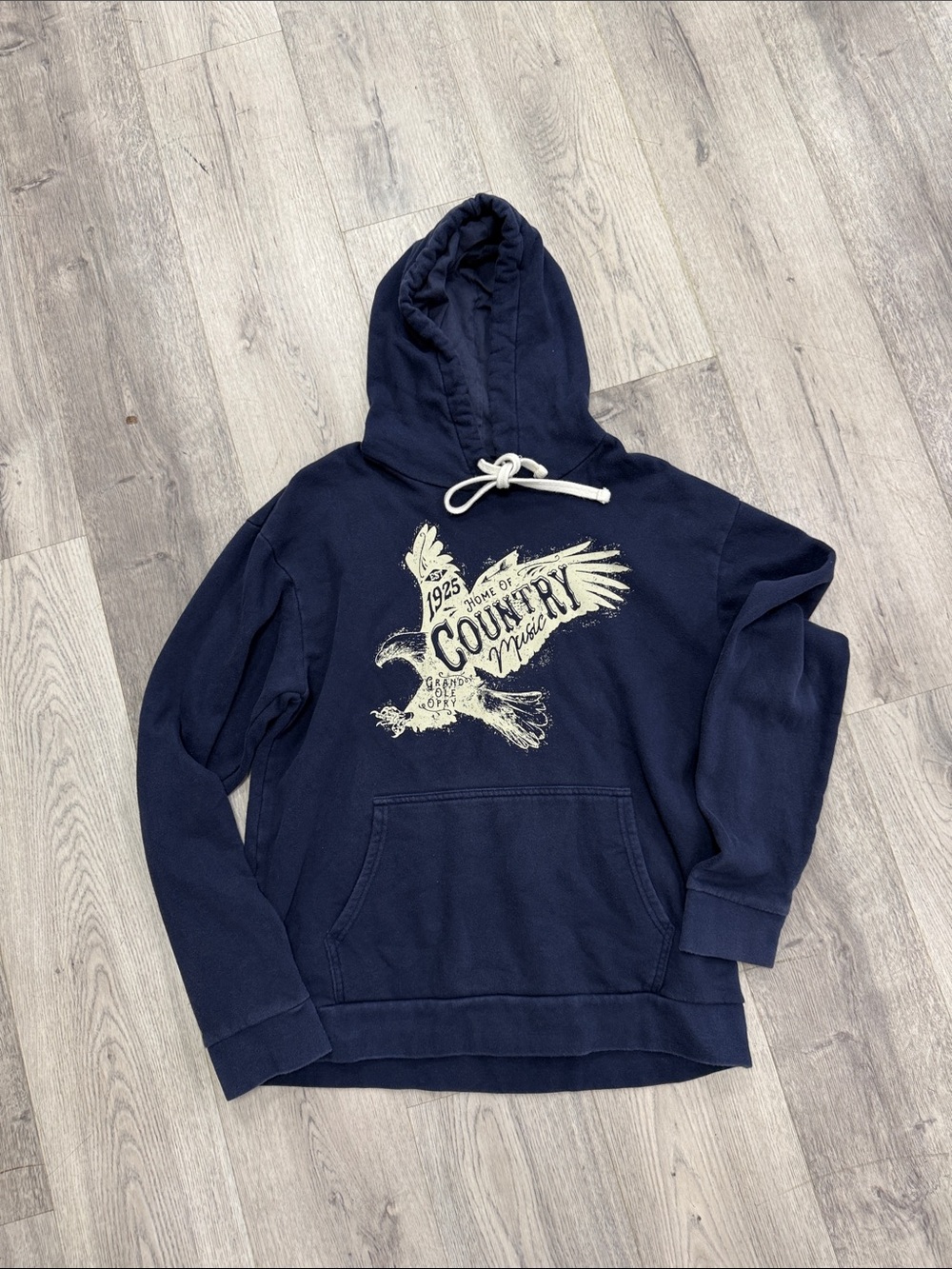Men's Navy Crewneck Hoodie with Cream Eagle Graphic